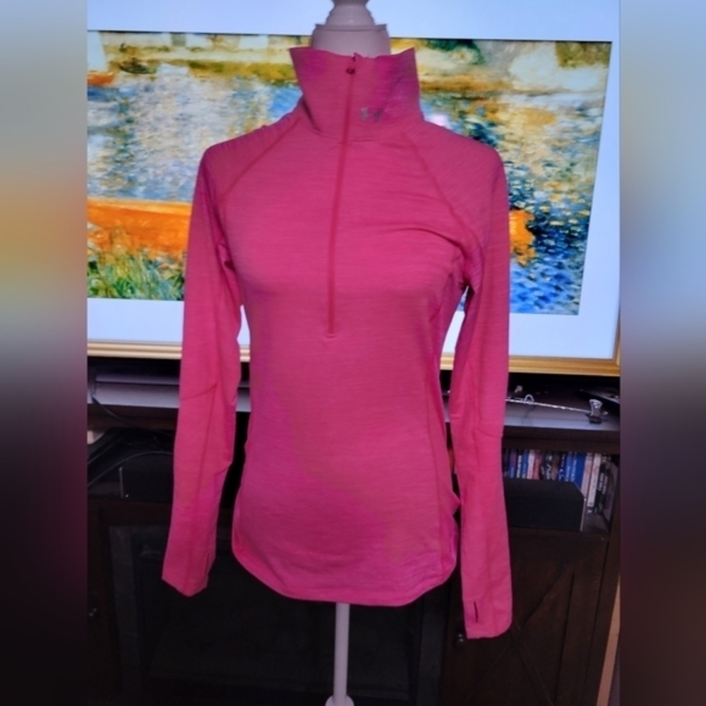Under Armour pink half‎ zip pullover athletic sweatshirt size Small